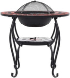Mosaic Fire Pit Table, Ceramic & Steel Wood Burning Bowl, 26.8 - Image 4