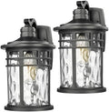 Darkaway 2pcs Large Outdoor Porch Lights Wall Mount, 15inch Outside Light Fixtures Sconces Wall Lighting with Water Ripple Glass Waterproof Exterior Lights for Patio Yard Garage by Darkaway