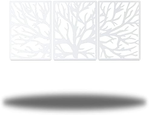 Riverside Designs 3 Panel Tree | Large Metal Art Sectioned Steel Decor | Made In USA | Multiple Sizes and Colors (White, 24") by Allyoursteeld%C3%A9corneeds