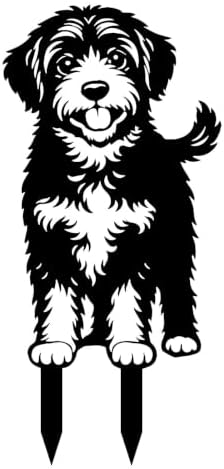 Dog Metal Garden Stake - Weatherproof Dog Silhouette Yard Art, Decorative Outdoor Sign for Lawn & Patio, Heartfelt Gift for Soft Bernedoodle Lovers(Stand,14") by VORISCAPE