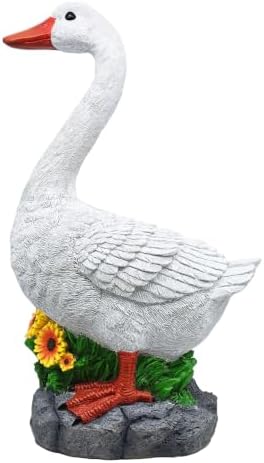 Joyful Porch Goose Statue Cygnus, Classic, Detailed, Big Resin Garden Lawn Yard Décor, Sculpture, 20 inches High Figurine, Duck, Indoor and Outdoor, by GGTown TM by ClerodendrumbyGGTown