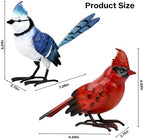 Shorayn Cardinal Decor Garden Statues Metal Bird Yard Art Sculptures,Standing Blue Jay Figurine Outdoor Decoration for Lawn Ornament,Christmas Housewarming Birthday Gifts for Women - Image 2