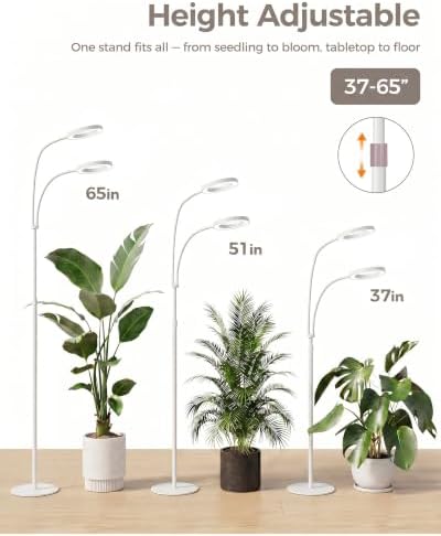 Bamworld Grow Lights for Indoor Plants, 2 Head Full Spectrum Plant Lights - Image 4