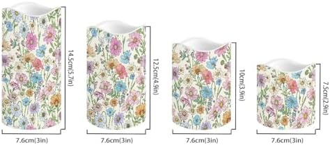 Pink Blue Floral Electric Fake Candles Battery Operated with Remote Timer Flickering Flameless Candles Set of 4 LED Pillar Battery Powered Candles for Home Decor Outdoor Festival Decor - Image 2