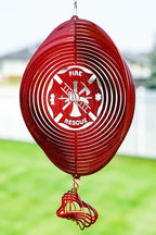 SWEN Products Fire Rescue Circle Swirly Metal Wind Spinner by SWENProducts