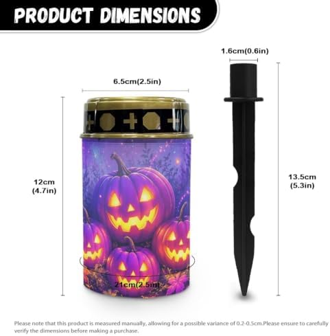 Poceacles Halloween Solar Candle Cemetery Solar Lights for Grave LED Garden Flameless Powered Pathway Lights Outdoor Waterproof with Dusk to Dawn Sensor, Pumpkin Violet, Set of 6 - Image 7