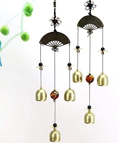 Wind Chime Hanging Outdoor Bronze Yard Garden Wind Chimes Decoration Chinese Style Chime with Poem Caved On The Fan Multi Tubes Wind Chime for Garden - Image 6