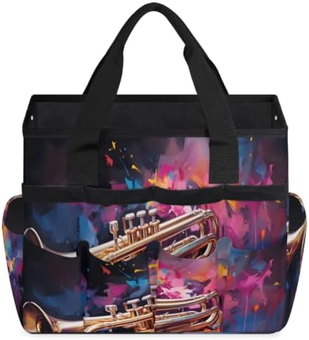 Trumpet Garden Tool Bag Organizer Heavy Duty Music Theme Gardening Tote Bag with 10 Pockets for Women Men Gardening Gifts - Image 2