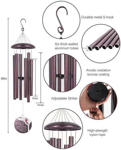 Personalized Cardinal Memorial Wind Chimes for Loss of Loved One Mom Dad - Image 3