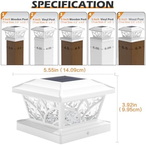 SIEDiNLAR Flickering Flame Solar Post Cap Lights 4 Modes 10 Pack (White) - Image 4