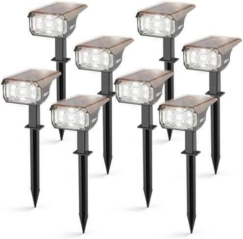 LEREKAM Solar Spot Lights Outdoor,40 LEDs Solar Outdoor Waterproof Landscape Lights with 3 Light Modes, Solar Powered Garden Yard Wall Lights Auto On,Off for Patio 8 Pack by LEREKAM