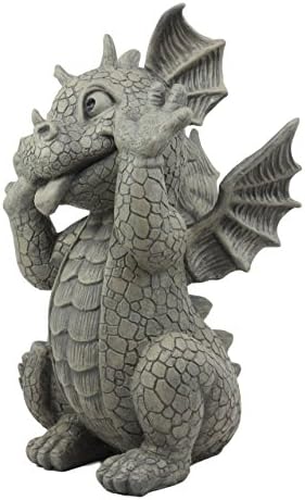 Ebros Gift Whimsical Garden Dragon Making Silly Funny Faces Statue 10.25" H Cute Baby Dragon Faux Stone Resin Finish Figurine Dungeons and Dragons Mythical Fantasy Sculpture Guest Greeter Home Decor - Image 5