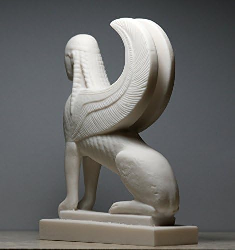 Sphinx Greek Mythical Woman Headed Lion Statue Cast Marble Sculpture Figure 6.9΄΄ - Image 7
