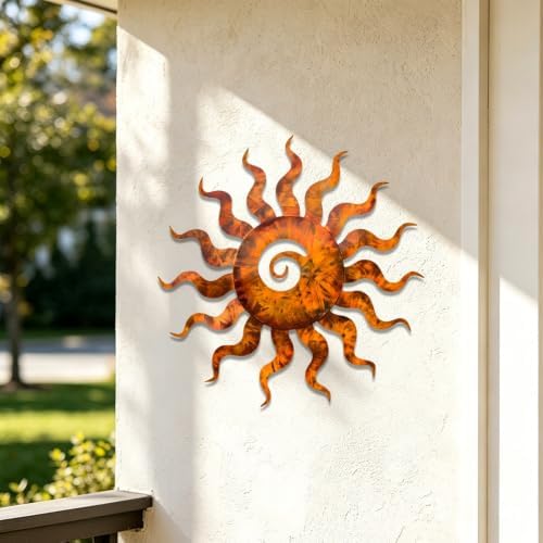 Sun Metal Wall Art Rustic Celestial Decor for Garden Patio Indoor Living Room Space Hanging Plaque Waterproof Heavy Duty Iron Sculptural Ornament (24 INCH) - Image 3