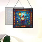 Lantern Festival Gnome Stained Glass Suncatcher – Square Hanging Window Panel for Home or Greenhouse – Whimsical Glass Art Gift for Garden Lovers, Christmas, Halloween, Father Days GMYY93 - Image 4