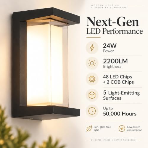 Outdoor Wall Lights, Outdoor Lights for House, 2200LM 3CCT Dimmable IP65 - Image 5