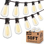LED Outdoor String Lights 50FT Edison Lights with 27 ST38 Shatterproof Bulbs, Outside Hanging Lights Waterproof for Patio, Porch, Deck, Garden, Balcony, 2700K Warm White, Dimmable by Doratale