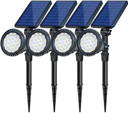 Solar Spot Lights Outdoor Waterproof, 18 LED 2 Mode Brightness Solar Spotlights Dusk to Dawn Landscape Lighting Flag Pole Lights for Garden Yard Tree Pool Sign Pathway, 4pack(Cool White) by OSORD