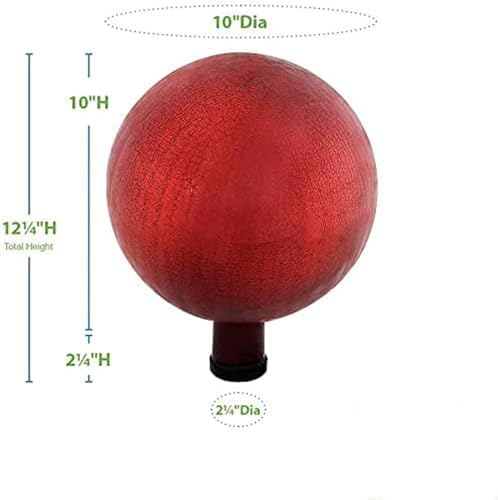 10-in Gazing Globe Decorative Gazing Globe Ball Glass Mirror Polished Hollow Reflective Garden Sphere for Home Garden Lawn Outdoor and Yard, Red - Image 3