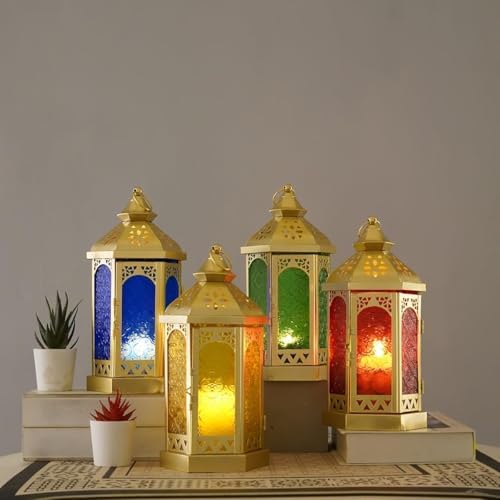 Candlestick Candle Barrels Moroccan Style Retro Lanterns Projection Lights Hollowed-Out Decorations Home Ramadan Hanging Outdoor Indoor Courtyard Porch Festival Weddings - Image 5