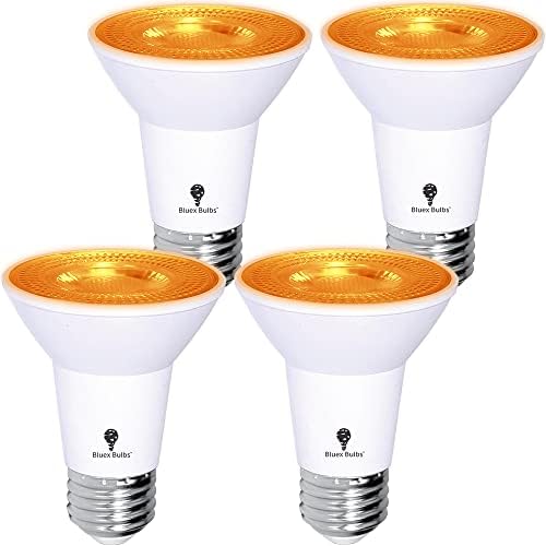 4 Pack BlueX LED PAR20 Flood Orange Light Bulb - 4W (40Watt Equivalent) - Damp Rated Dimmable - E26 Base Orange LED Lights, Party Decoration, Porch, Home Lighting, Holiday, Flood Lights by BluexBulbs