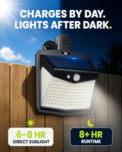 Clip-On Solar Lights Outdoor, Motion Sensor, No-Drill, 4 Pack - Image 3