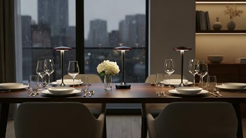 YHT Cordless Table Lamps Rechargeable for Restaurant (2 Black) - Image 6