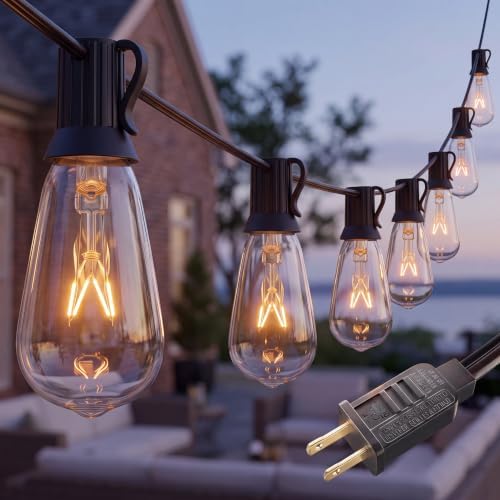 GOOTHY 20Ft Outdoor String Lights with 22 Edison Bulbs(2 Spare), 7W E17 Intremediate Base ST40 Vintage Outdoor Patio Lights Waterproof UL Listed for Bistro Garden Backyard Party Wedding Decor-Black by Goothy