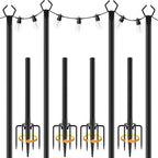 AILBTON 10Ft String Light Poles 4 Pack,Light Poles for Outside Lights,Outdoor with Fence Brackets Hanging Lights,Metal Stand Deck Patio Backyard by AILBTON