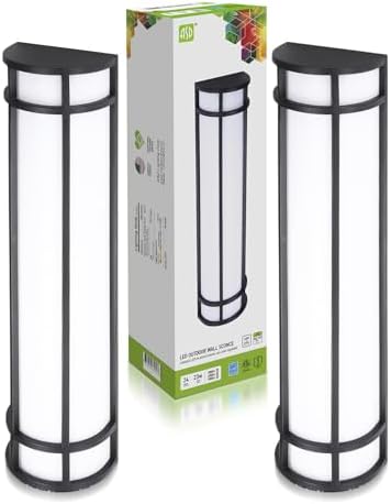 ASD LED 24" Half Cylinder Wall Light, Outdoor Patio Sconce | 3CCT, Stainless Steel, Waterproof, Energy Star, ETL Listed | 24W 1970LM 3000-5000K 100-277V | Exterior Lighting | Dark Bronze, 2 Pack by ASDLightingCorporation