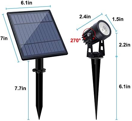 APONUO Metal Solar Spot Lights Outdoor with 9.8ft Cable Solar Powered Landscape Lighting Low Voltage IP65 Waterproof Auto On/Off for Outside Garden Yard Landscape Pathway Garage-Cool White(2-in-1) - Image 6