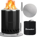 9.7 x 7.1 Inch Tabletop Fire Pit by AmazStove, Low Smoke Camping Stove for Outdoor Safe Burning Firepits, Fueled Pellets or Wood, Travel Bag Included (Black, 9.7 x 7.1 INCH) by AmazStove