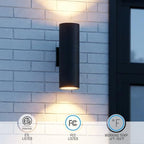 LEONLITE 2-Pack 18" Outdoor Cylinder Wall Light, Up and Down, E26 Base - Image 2