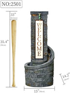 35.43 Inches Outdoor Water Fountain, Welcome Garden Water Feature - Image 2