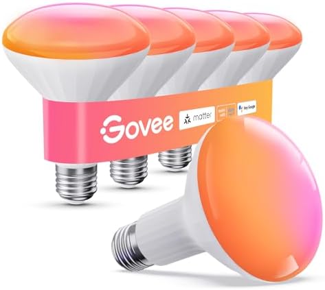 Govee BR30 Smart Light Bulbs 850 LM, RGBWW E26 Base 6 Pack by Unknown