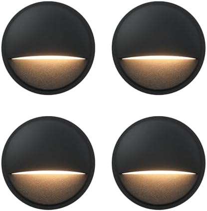 GKOLED Low Voltage LED Deck Lights, Landscape Step Stair Railing Light with 2W Integrated LED Chips, Die-cast Aluminum 12V AC/DC Accent Lighting Fixtures with Black Powder Coated Finish (4-Pack) by GKOLED