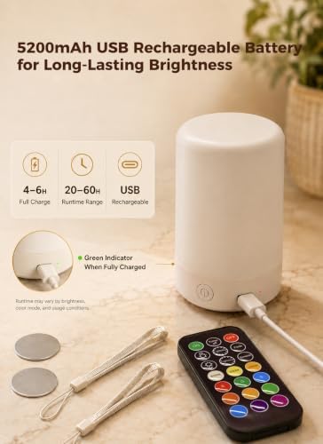 Brightown Upgraded 5200mAh E26 Rechargeable Light Bulbs with Remote Timer - Image 4