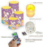 4 Pack Flameless Candles with Remote Easter Day Eggs Battery Operated Candles with Timer Cute Bunny Outdoor Flameless Pillar Lights Lanterns for Holiday Patio Porch Decorations - Image 2