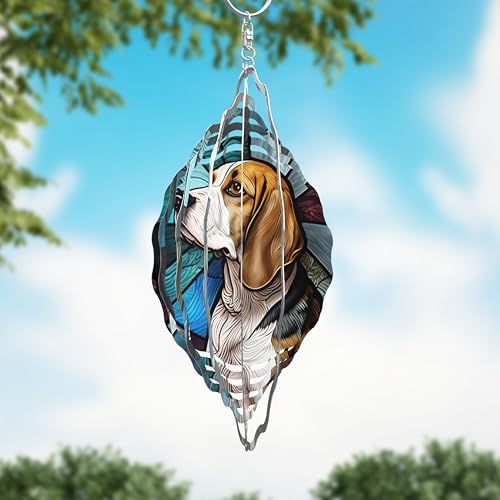 Traci's Fun Creations Beagle Wind Spinner, 10 Inch, Multicolor Aluminum, Double Sided, Yard and Garden Décor (Stain) - Image 2