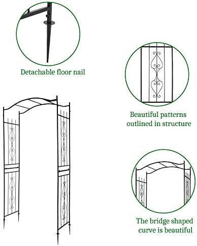 Garden Arbor with Side Garden Trellis, 7.5FT Metal Garden Arch for Climbing Plants Outdoor, Black Archway for Lawn, Patio and Backyard, Wedding Arches for Ceremony, Includes Ground Stakes - Image 4