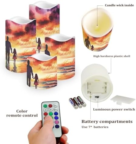 I Love You Dad Flameless Candles with Remote Control and Timers Color Changing Pillar Candles Battery Operated Home Fathers Day Decoration - Image 3