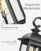 FEMILA Dusk to Dawn Exterior Wall Sconce, 15" Front Porch Light Fixtures Wall Mount for Patio, Garage, Garden, UL Listed, Matte Black Water Ripple Glass, 4FD54B-PC BK-WP - Image 3