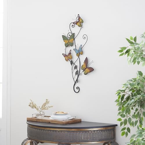 Deco 79 Metal Butterfly Home Wall Decor Indoor Outdoor Wall Sculpture with Scroll Details, Wall Art 15" x 1" x 29", Multi Colored - Image 3