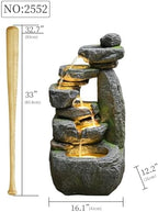 32.68'' Outdoor Water Fountain with Lights, Water Feature for Garden - Image 2