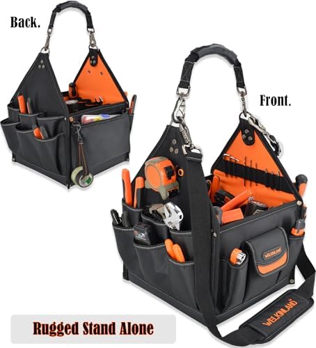 WELKINLAND 40-Pockets HVAC Tool Tote, 25L Open Top Electrician Tool Bag - Image 3