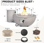 31.5inch Round Propane Fire Pit Table with Tank Cover Wind Guard - Image 3