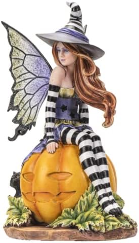 Pacific Giftware Fairy Witch on Pumpkin Figurine, Indoor/Outdoor Decor for Fairy Gardens, Halloween, and New HomeOwners, 5.5" X 4.5" X 8.25"Size - Image 2