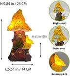 COWOS Mushroom House Statue, Mushroom Fairy Garden House with Solar Light, for Women's Yard Decorations, Gardening Gifts for Patio - Image 2