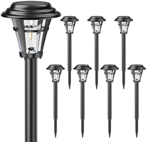 LETMY Solar Pathway Lights Outdoor, 8 Pack Solar Garden Lights Outdoor Waterproof, Auto On/Off Solar Powered Landscape Path Lights, Outdoor Solar Lights for Yard Lawn Patio Walkway Driveway by Letmy