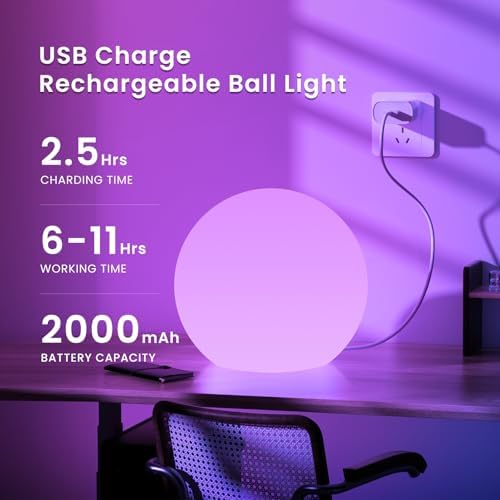 LOFTEK LED Pool Light, 12-inch Rechargeable Globe Floor Lamp w/Remote - Image 6
